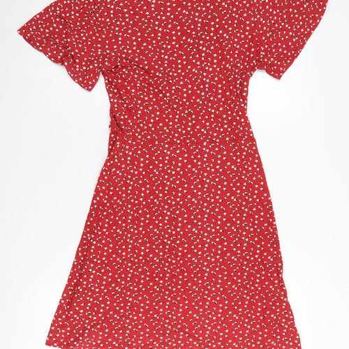 Next Women’s Red Floral Wrap Dress, Size 6