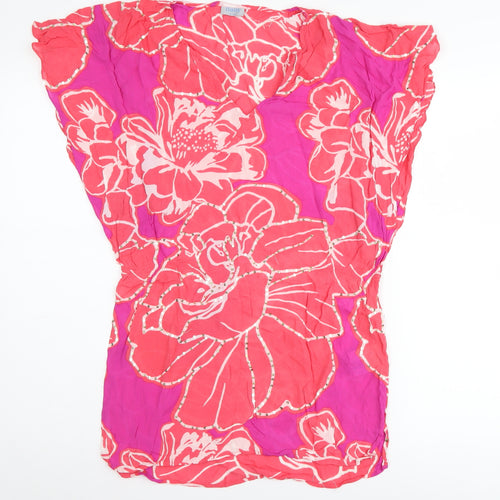 Oasis Women's Pink Floral Tunic Blouse, Size 8, V-Neck