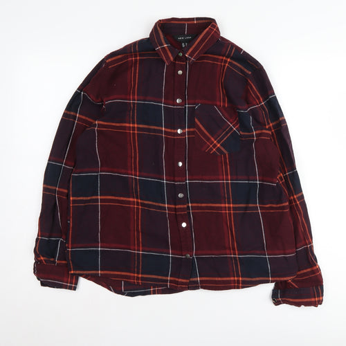 New Look Women's Multicoloured Plaid Button-Up Shirt UK 8
