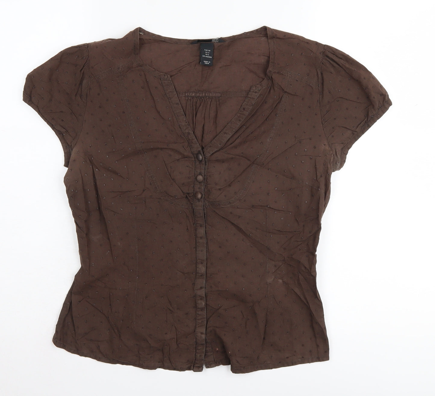 H&M Women's Brown Blouse Size 10 with Cap Sleeves