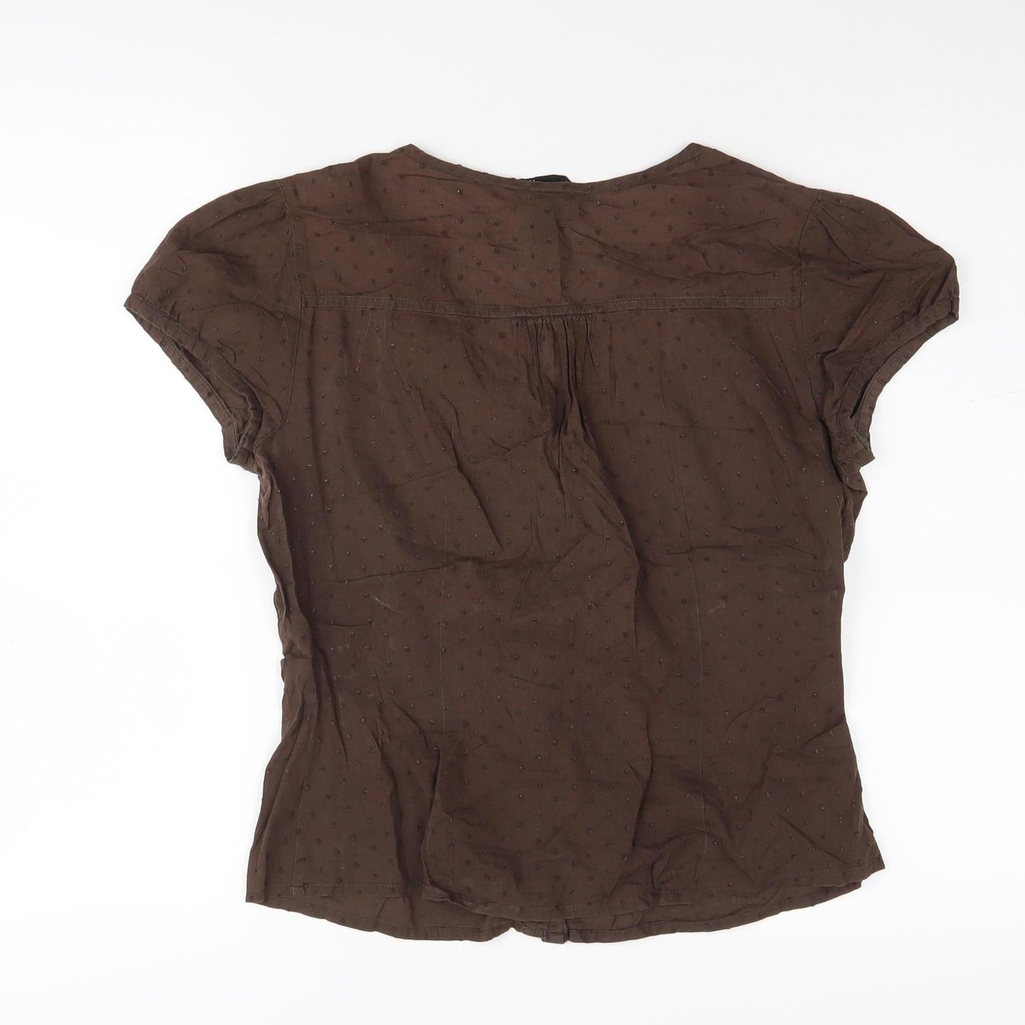 H&M Women's Brown Blouse Size 10 with Cap Sleeves