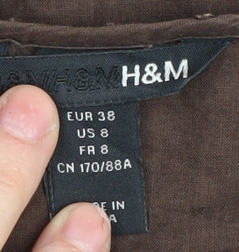 H&M Women's Brown Blouse Size 10 with Cap Sleeves
