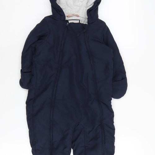 Petit Bateau Blue Baby Snowsuit 18 Months Waterproof Hooded