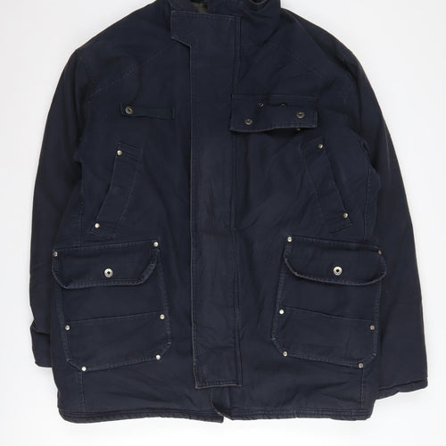 Rivers Men's Blue Military Jacket L Collared Casual