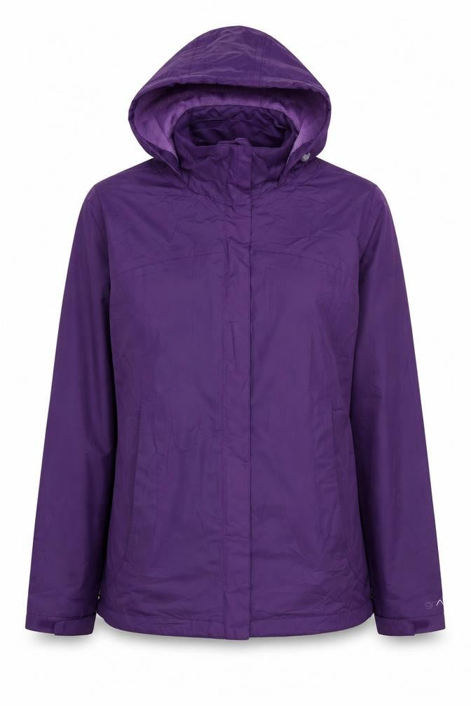 Front view of Granite Outdoors Women's Purple Rain Coat, size 8