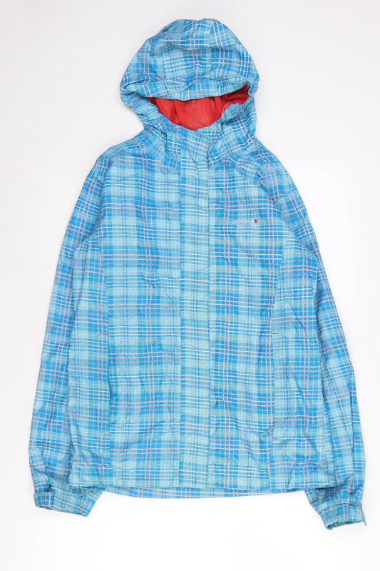 Regatta Women's Blue Check Hooded Jacket Size 14