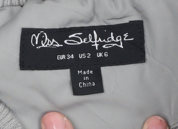 Miss Selfridge Grey Bomber Jacket for Women Size 6