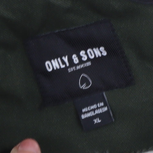 Only & Sons Men's Green XL Parka Jacket with Hood