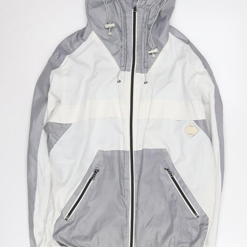 Twisted Soul Men's Grey White Hooded Windbreaker M
