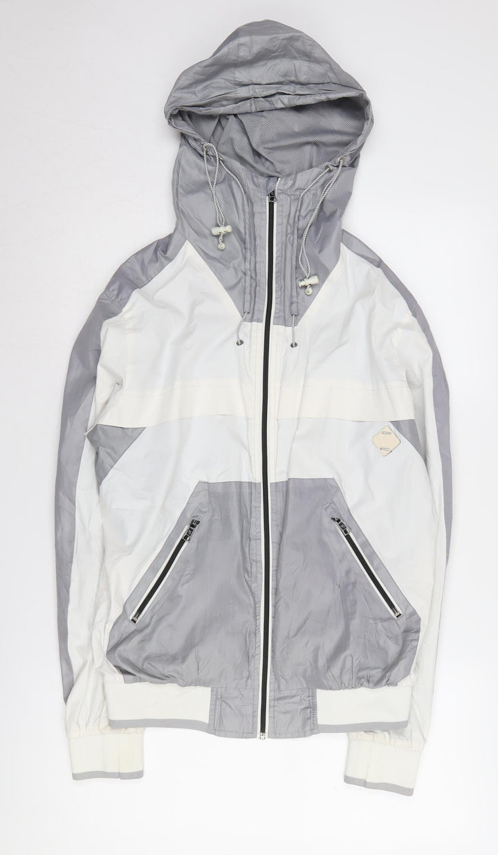 Twisted Soul Men's Grey White Hooded Windbreaker M