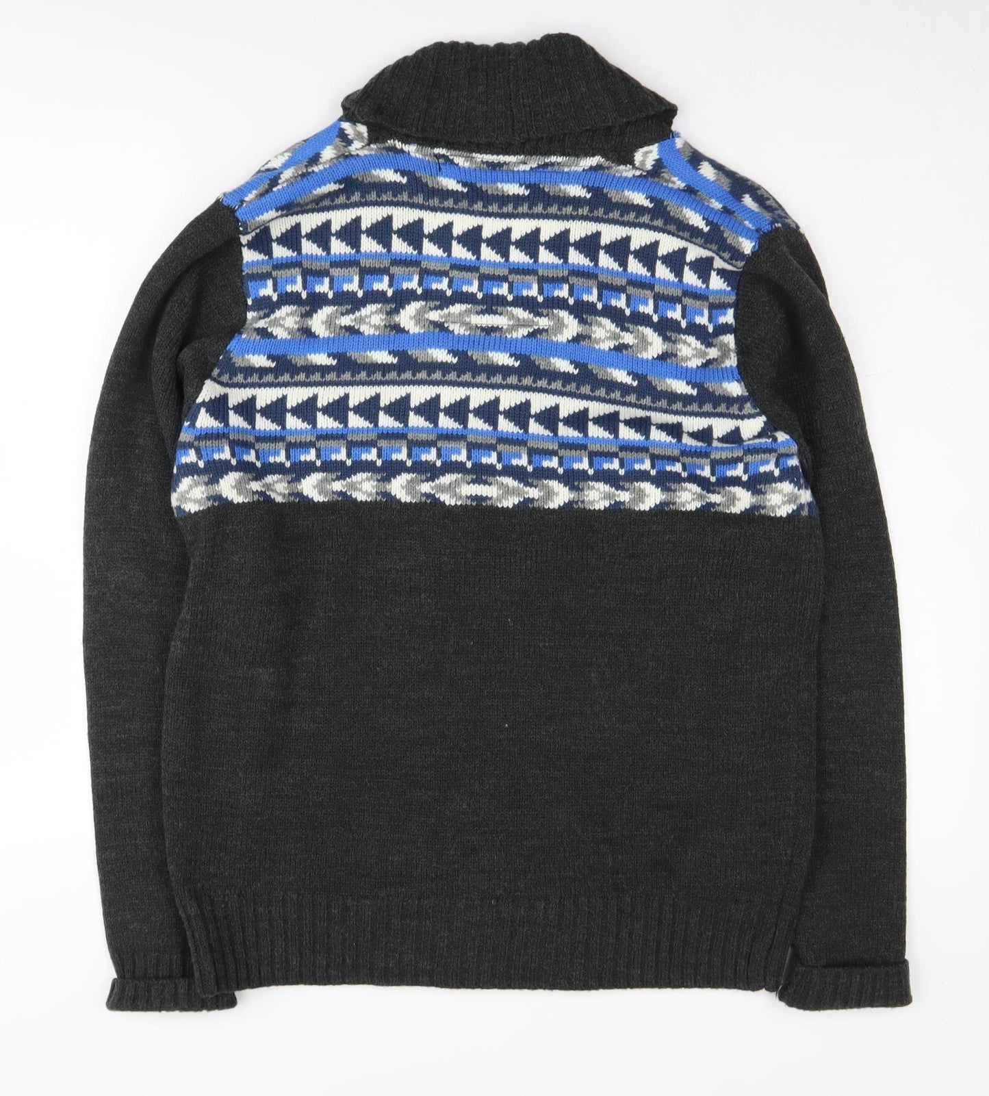 Tokyo Laundry Men's Black Cardigan, Size L, Geometric Knit