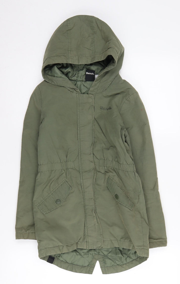 Bench Girls' Green Hooded Parka Coat 7-8 Years