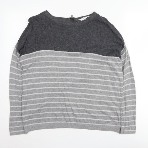 Jasper Conran Women's Grey Striped Pullover Jumper Size 14