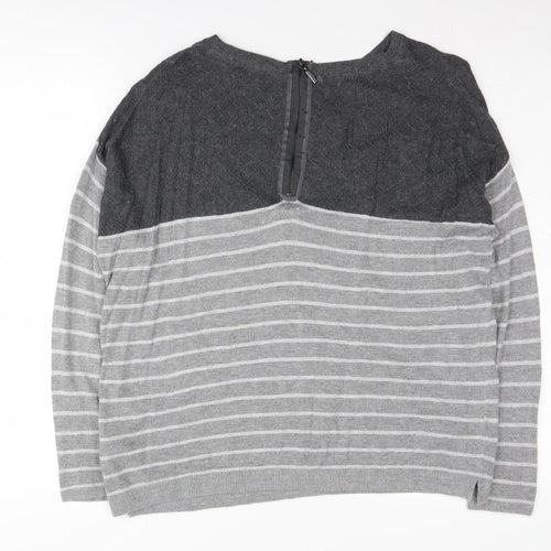 Jasper Conran Women's Grey Striped Pullover Jumper Size 14