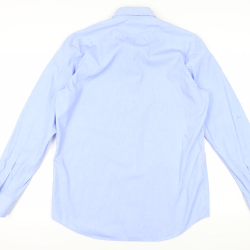 Marks and Spencer Men's Blue 16 Regular Fit Dress Shirt