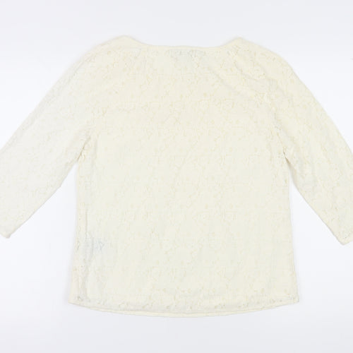 Boden Women's Ivory Lace Blouse, Size 12, 3/4 Sleeve