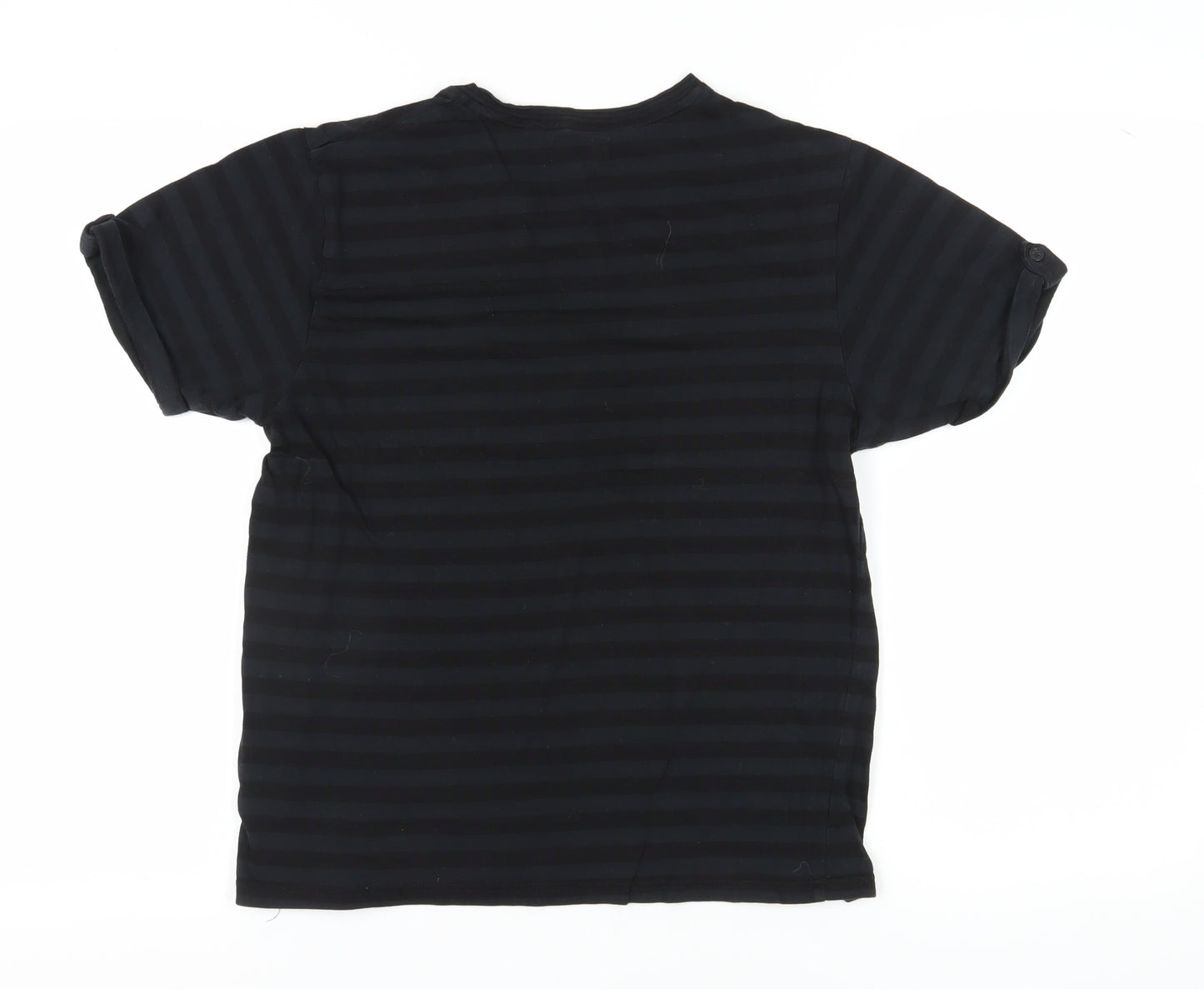 Jeff Banks Men's Black L V-Neck Striped T-Shirt