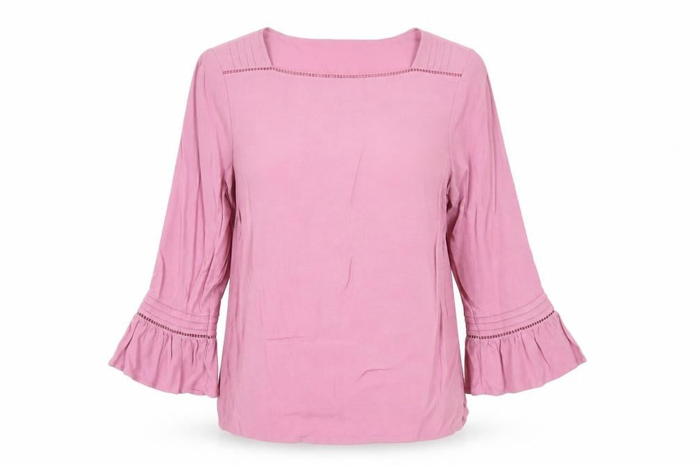 Front view of Massimo Dutti Women's Pink Tunic Blouse, M, Square Neck