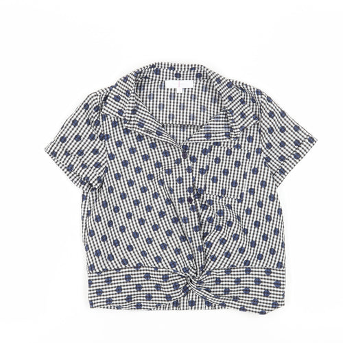 Jasper Conran Girls Black Gingham Cropped Button-Up Shirt 11 Years