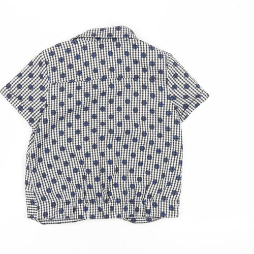 Jasper Conran Girls Black Gingham Cropped Button-Up Shirt 11 Years
