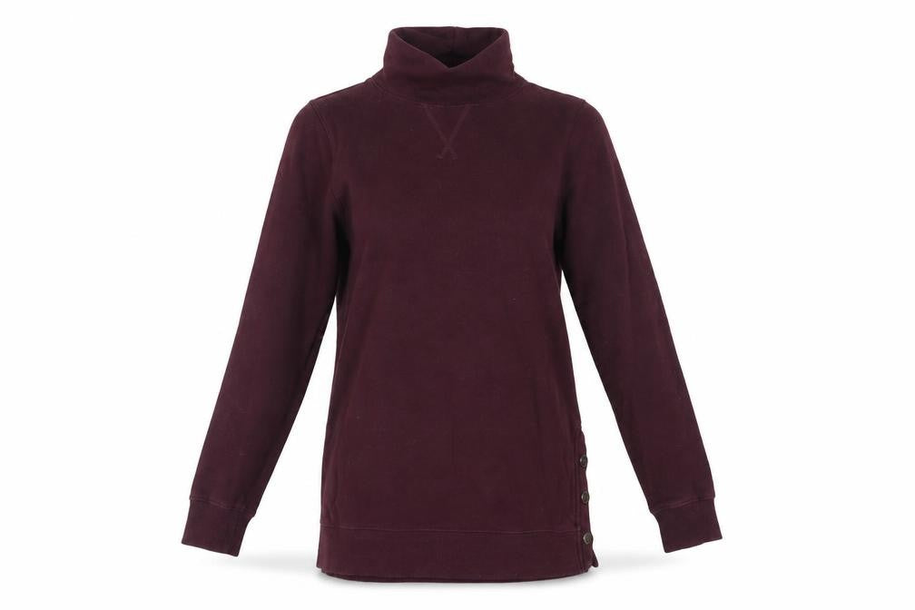 Front view of FatFace Women's Red Cowl Neck Pullover Sweatshirt XS