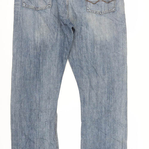 Wrangler Men's Blue Bootcut Jeans Size 38 Relaxed Fit