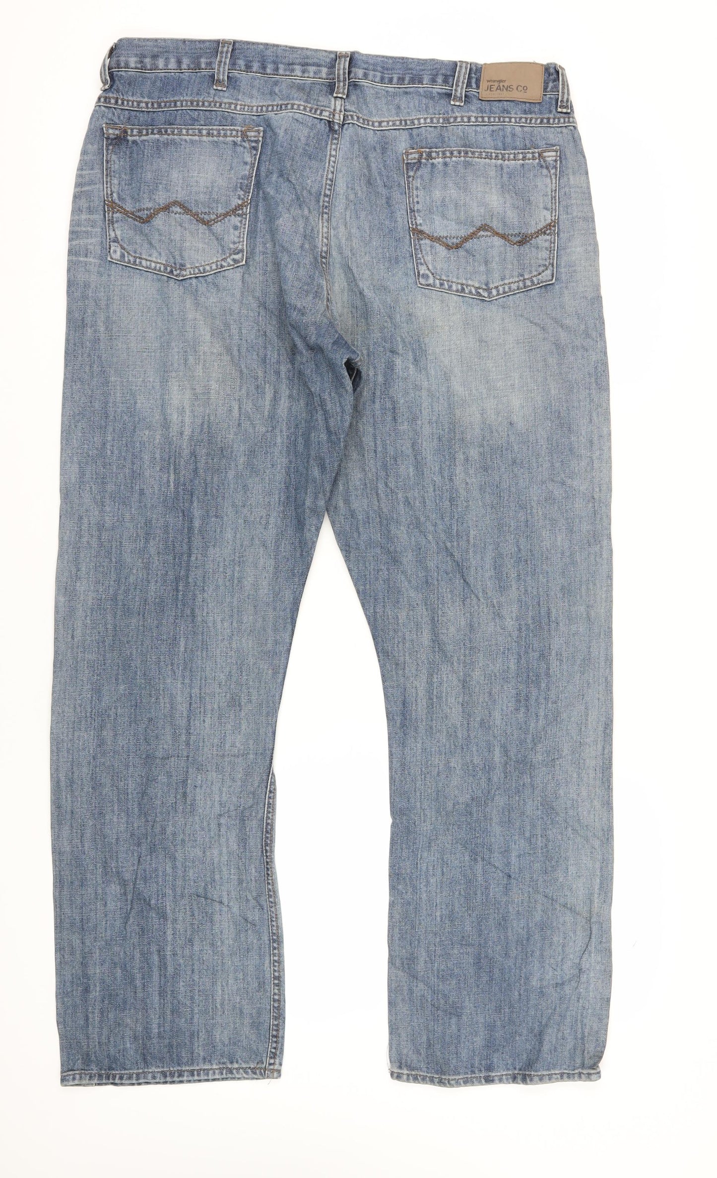 Wrangler Men's Blue Bootcut Jeans Size 38 Relaxed Fit