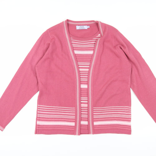 Honor Millburn Women's Pink Striped Cardigan M