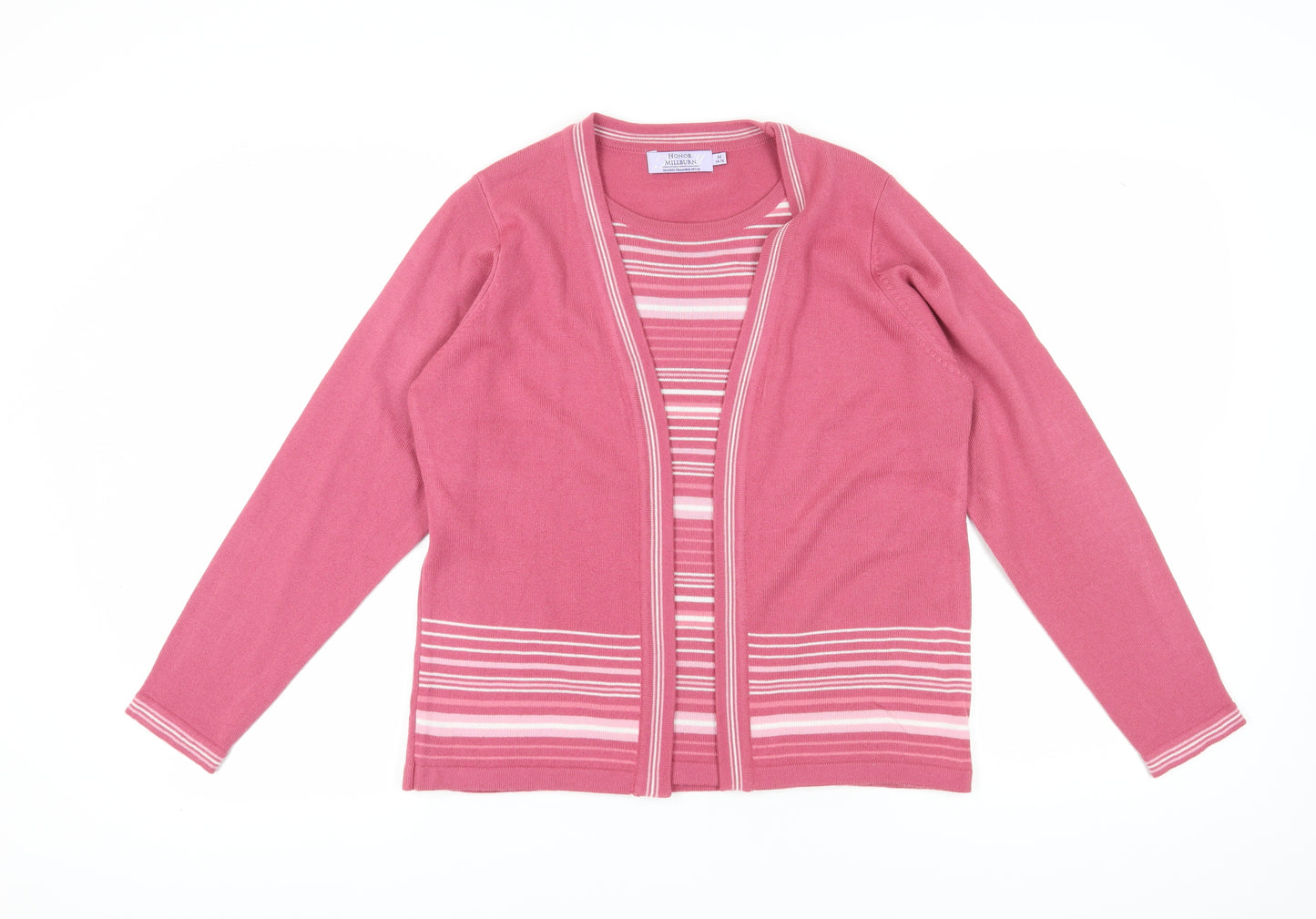 Honor Millburn Women's Pink Striped Cardigan M
