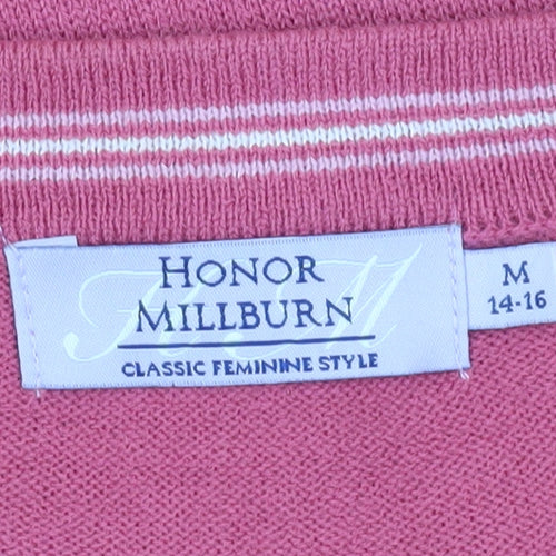 Honor Millburn Women's Pink Striped Cardigan M