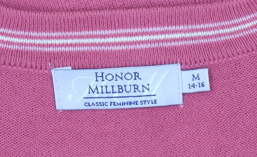 Honor Millburn Women's Pink Striped Cardigan M