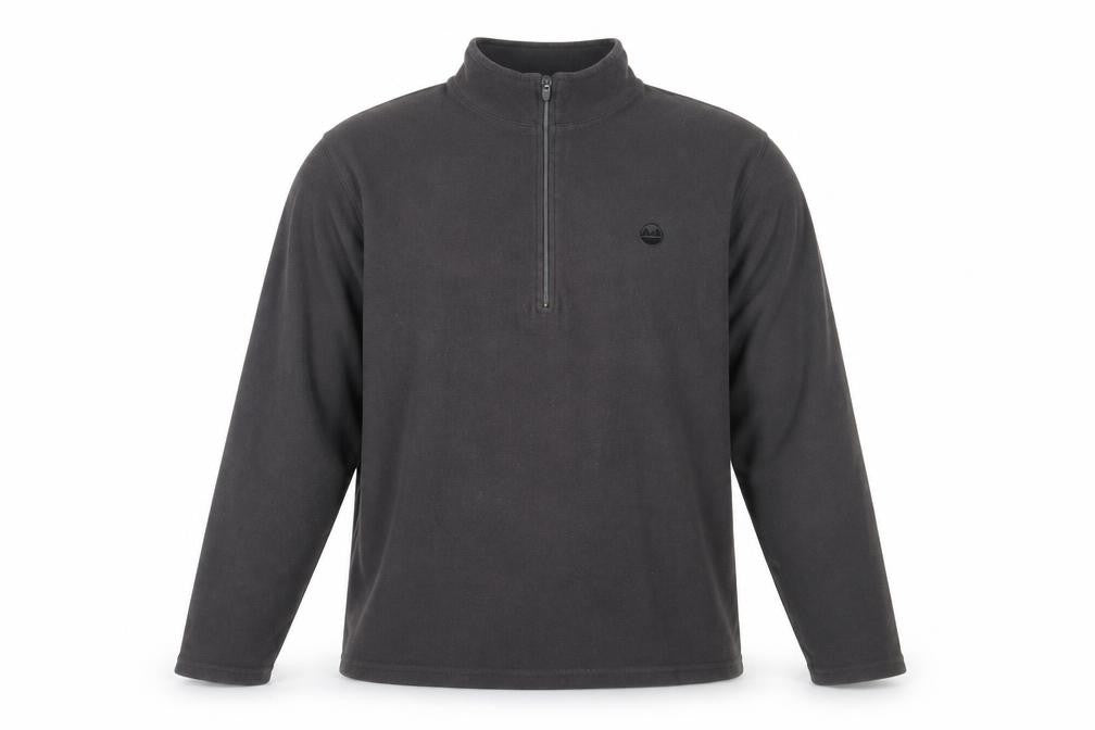 Front view of Wrangler Men's Black L 1/2 Zip Fleece Sweatshirt