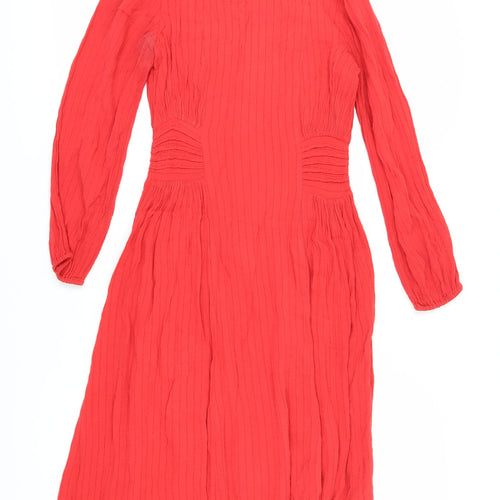 White Stuff Women's Red Midi Fit & Flare Dress Size 6