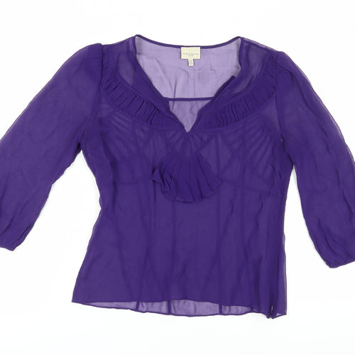 Karen Millen Women's Purple Ruffle Blouse, Size 12