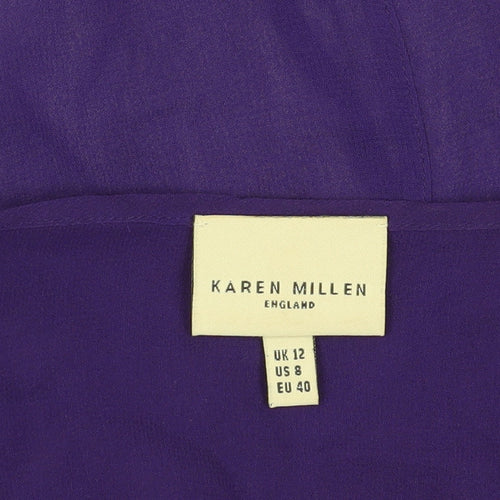 Karen Millen Women's Purple Ruffle Blouse, Size 12