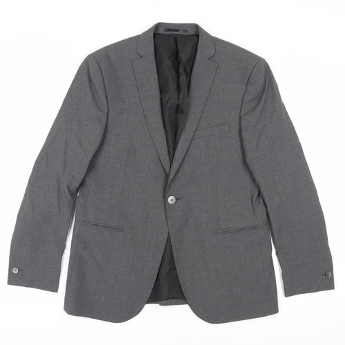 T.M. Lewin Men's Grey Blazer 40S Regular Fit Business