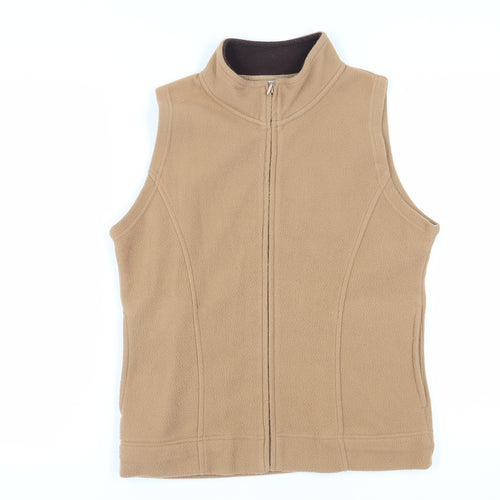 EWM Women's Brown Fleece Waistcoat S Zip Casual