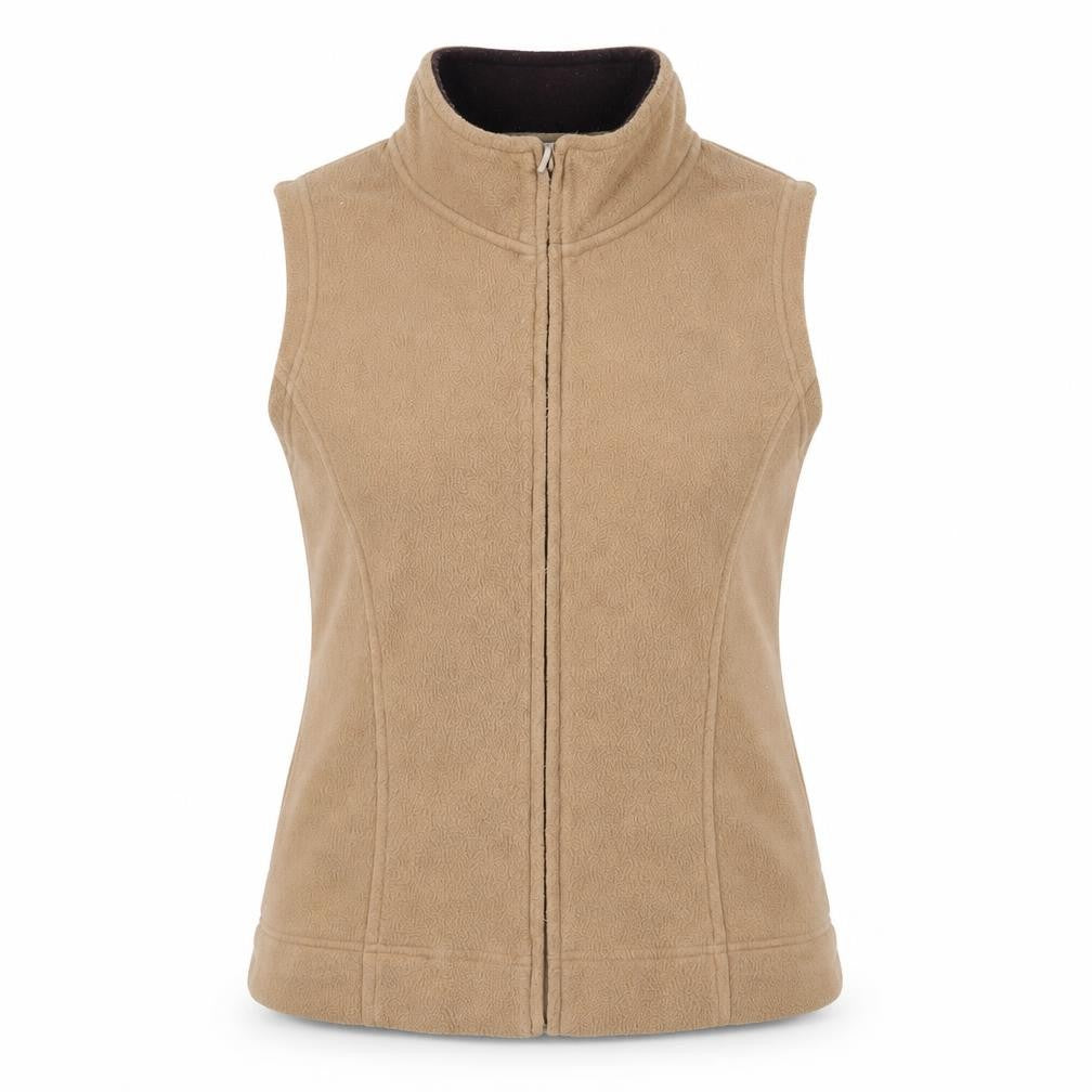 EWM Women's Brown Fleece Waistcoat S Zip Casual