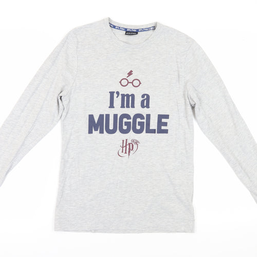 Harry Potter Unisex Grey T-Shirt, Size S, Long Sleeve