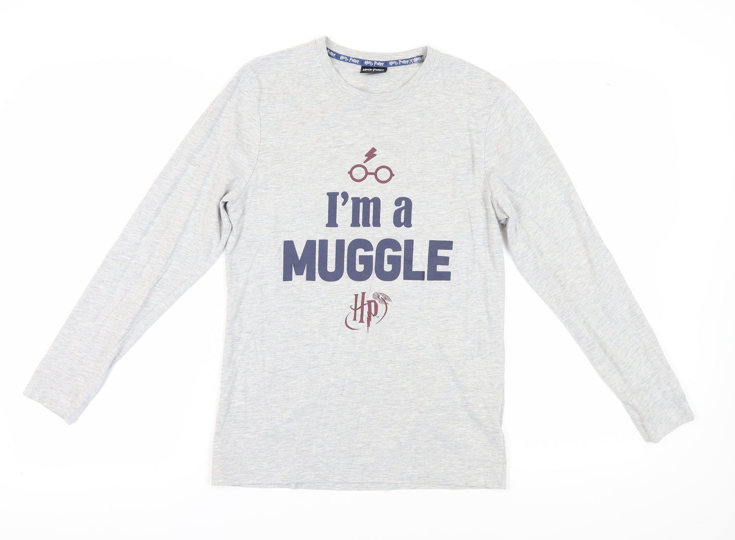 Harry Potter Unisex Grey T-Shirt, Size S, Long Sleeve