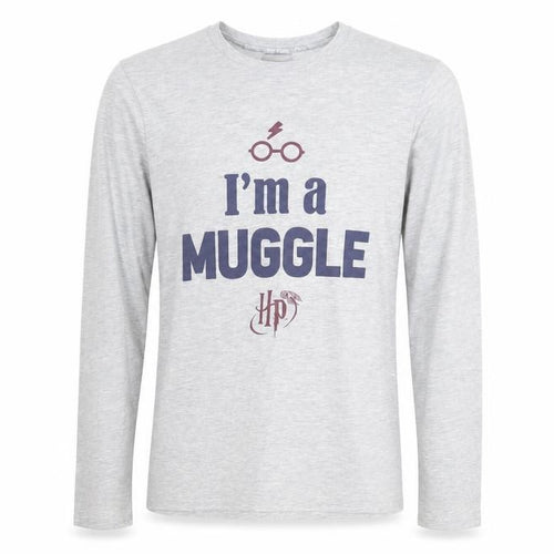 Harry Potter Unisex Grey T-Shirt, Size S, Long Sleeve