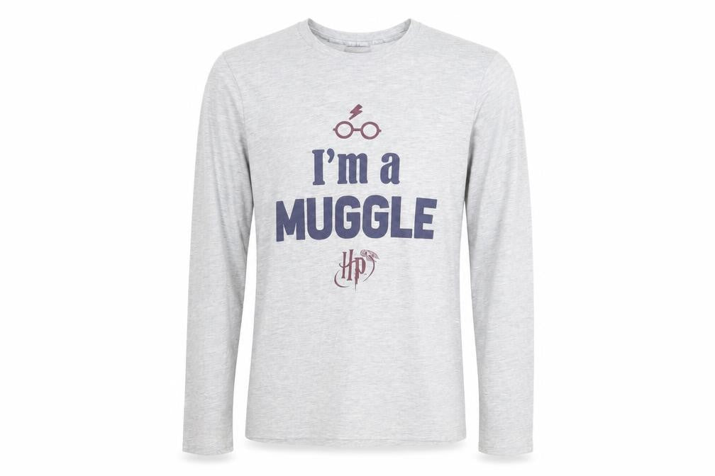 Harry Potter Unisex Grey T-Shirt, Size S, Long Sleeve