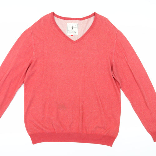 Jasper Conran Men's Red Pullover Jumper L Cotton Casual