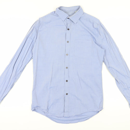 DKNY Men's Slim Fit Blue Button-Up Shirt, Size S