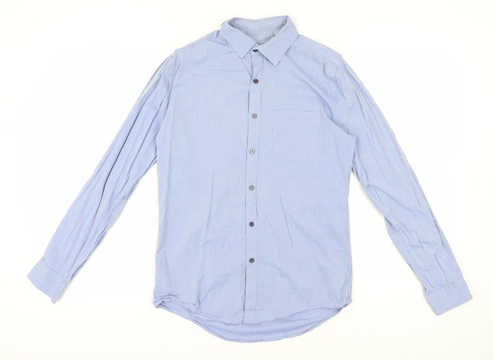 DKNY Men's Slim Fit Blue Button-Up Shirt, Size S