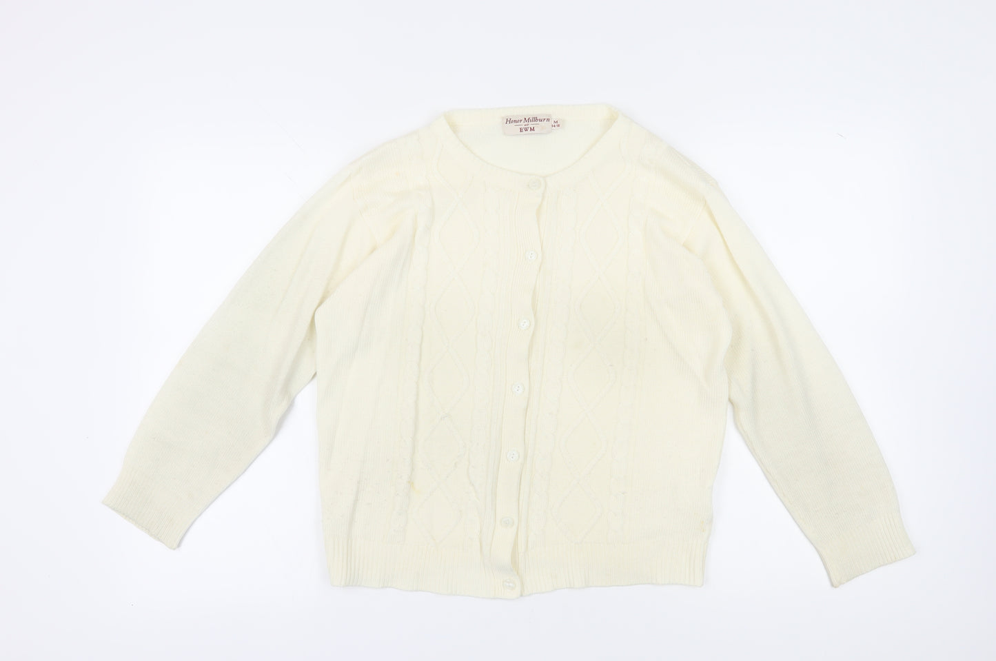 Honor Millburn Women's Ivory Cardigan 14 M Button Knit