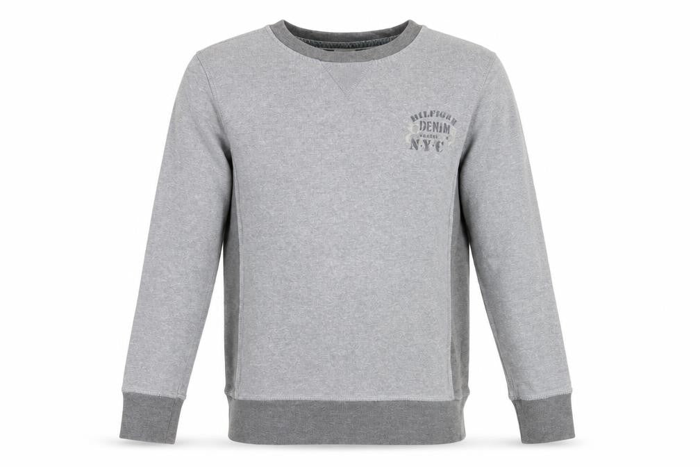 Front view of Hilfiger Denim Men's Grey Pullover Sweatshirt M