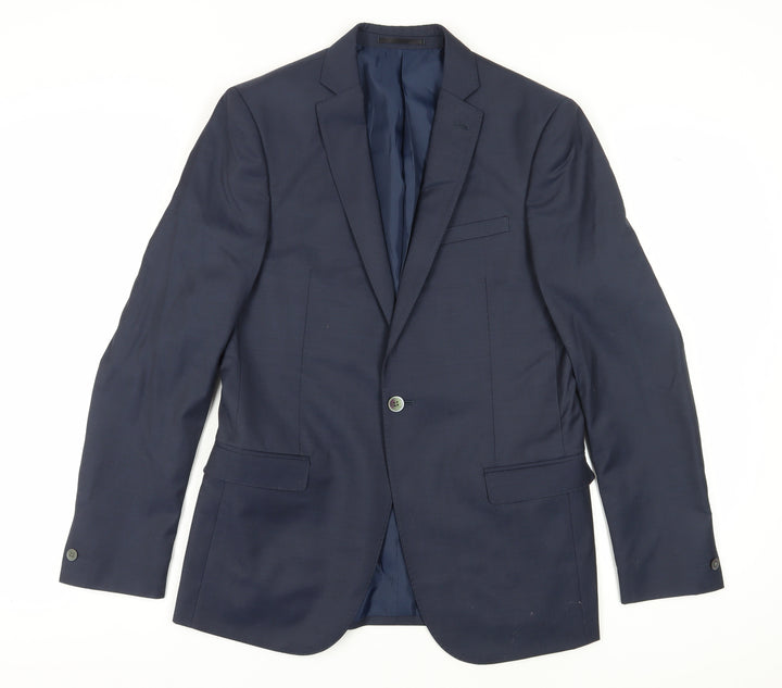 T.M Lewin Men's Blue Blazer 40L Wool Blend Formal
