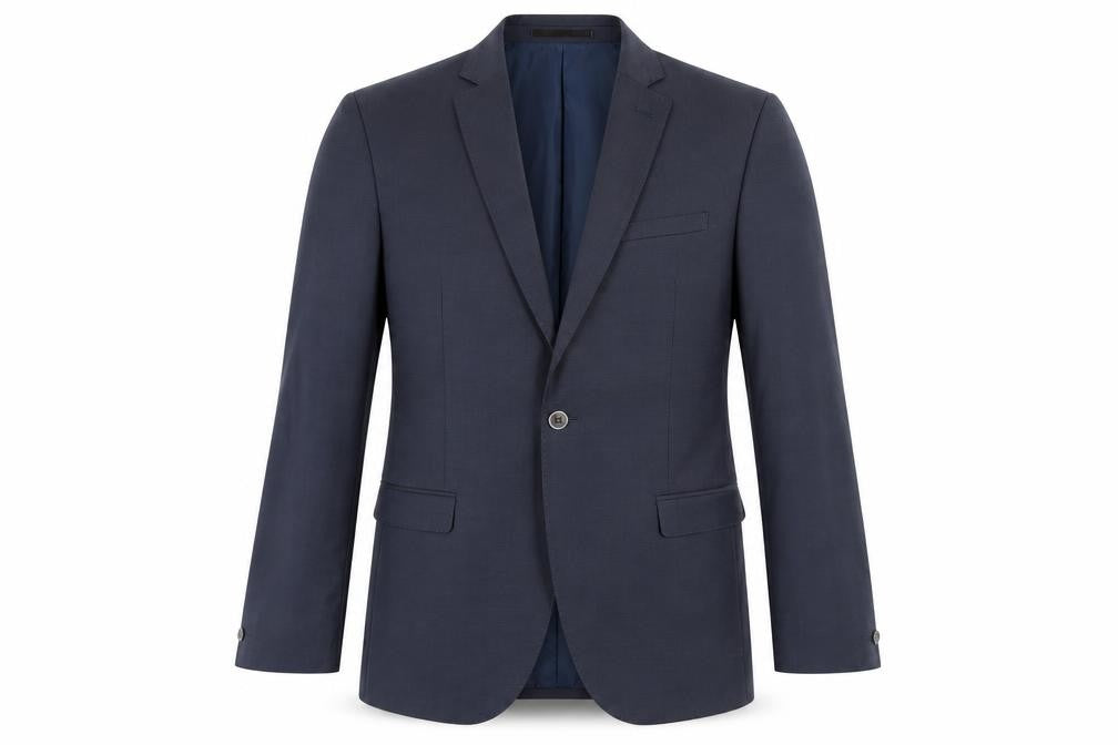 Front view of T.M Lewin Men's Blue Blazer 40L Wool Blend Formal