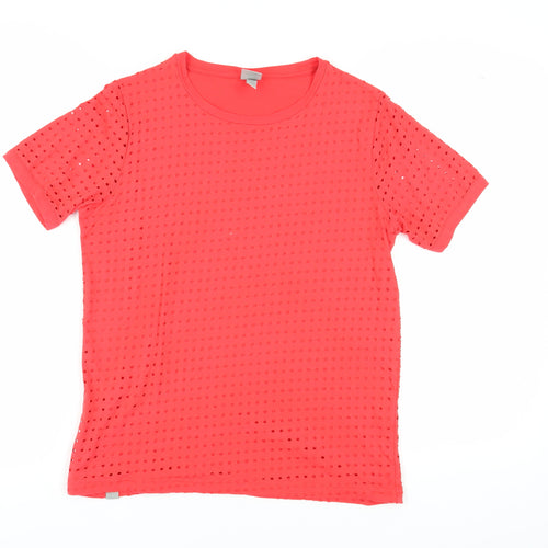 Bench Women's Red T-Shirt S Short Sleeve Crew Neck
